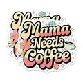 (2 Pack) Mama Needs Coffee Stickers - Funny Coffee Quote Stickers - Retro Flower Stickers for Coffee Lovers - 5" On Longest Side - Sticks to Smooth Flat Surfaces - Made in USA - BMCS3911