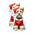 (2 Pack) Santa Dog Magnets - Adorable Christmas Terrier Puppy - Holiday Refrigerator Decor - Festive Animal Lover Canine Art - 5 Inches On Longest Side - Thick Durable Magnet - Made in USA - MAG24390