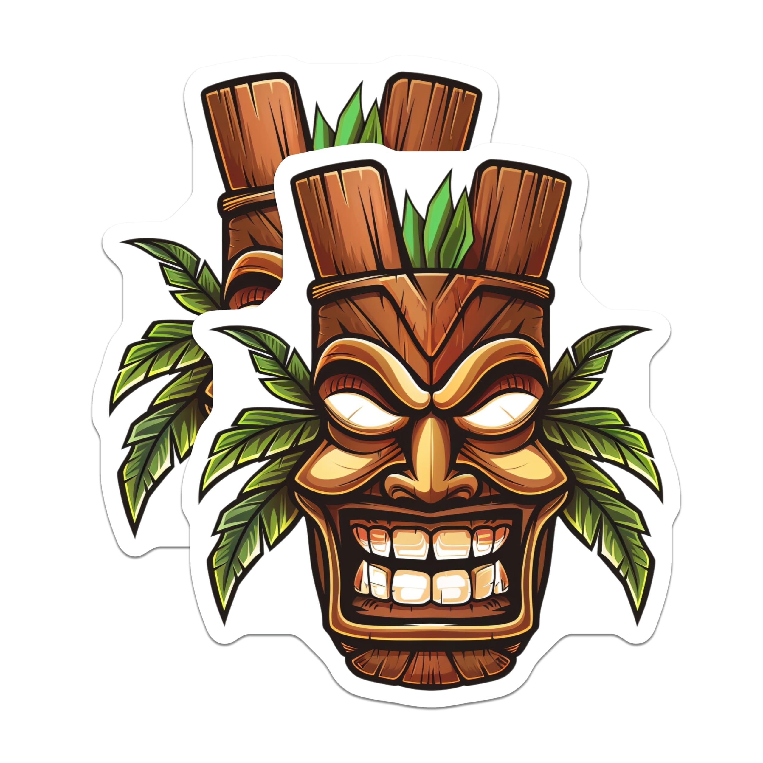 (2 Pack) Tiki Mask Magnets - Hawaiian Decor - Polynesian Art - Island Vibe Magnet - Tropical Kitchen Fridge Magnet - 5 Inches On Longest Side - Thick Durable Magnet - Made in USA - MAG21594