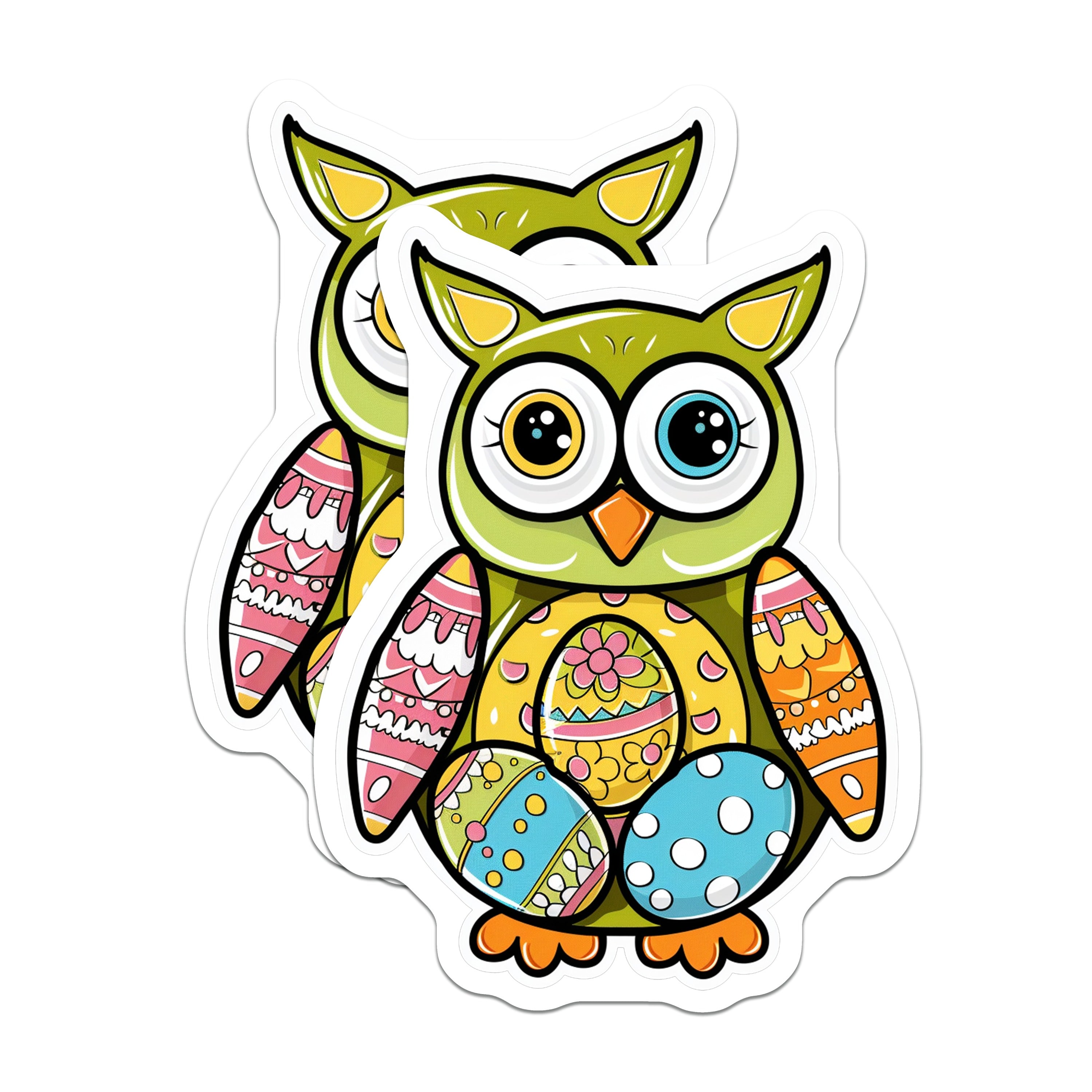 (2 Pack) Easter Owl Magnets - Spring Refrigerator Decor - Cute Animal Fridge Whiteboard Accessory - 5 Inches On Longest Side - Thick Durable Magnet - Made in USA - MAG38755