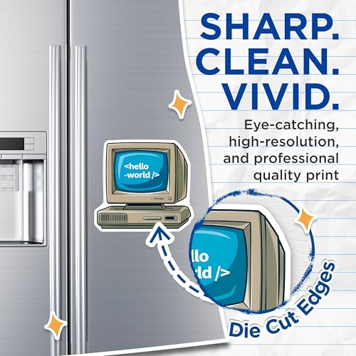 (2 Pack) Hello World Computer Magnets - Retro Tech Decor - 5" On Longest Side - for Cars, Fridges, Toolboxes - Made in USA - MAG7420