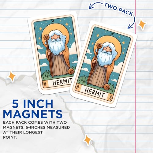 (2 Packs) Hermit Tarot Card Magnets - Spiritual Metaphysical Mystic Tarot Magnets - 5 Inches On Longest Side - Premium Magnet - for Fridges, Toolboxes, Cars - Made in USA - MAG2255