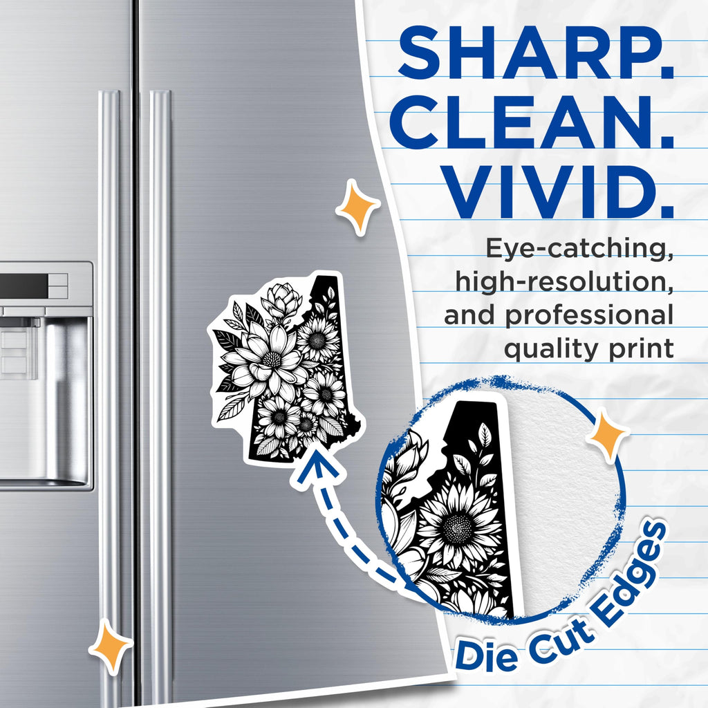 (2 Pack) New Hampshire State Flower Magnets - Sunflower Magnolia Botanical Outline - NH Fridge Locker Office Decor Souvenirs - 5 Inches On Longest Side - Thick Durable Magnet - Made in USA - MAG21377