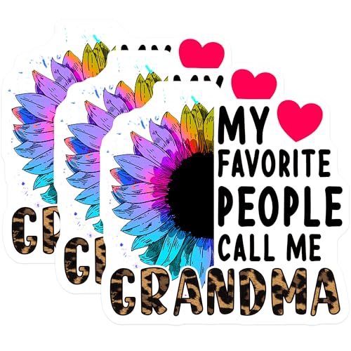 (3 Pack) Grandma Decals - My Favorite People - Leopard Grandma Decal - 3 Inches On Longest Side - Easy Peel & Apply - Made in USA - 3MCS4515