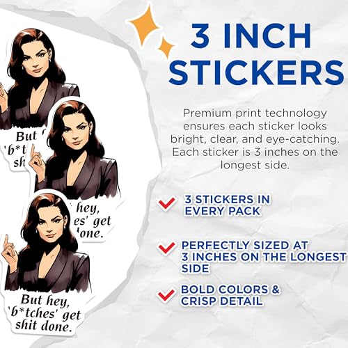 (3 Pack) Boss Lady Decals - Motivational Quote - Girl Power Decals - 3 Inches On Longest Side - Easy Peel & Apply - Made in USA - 3MCS7110