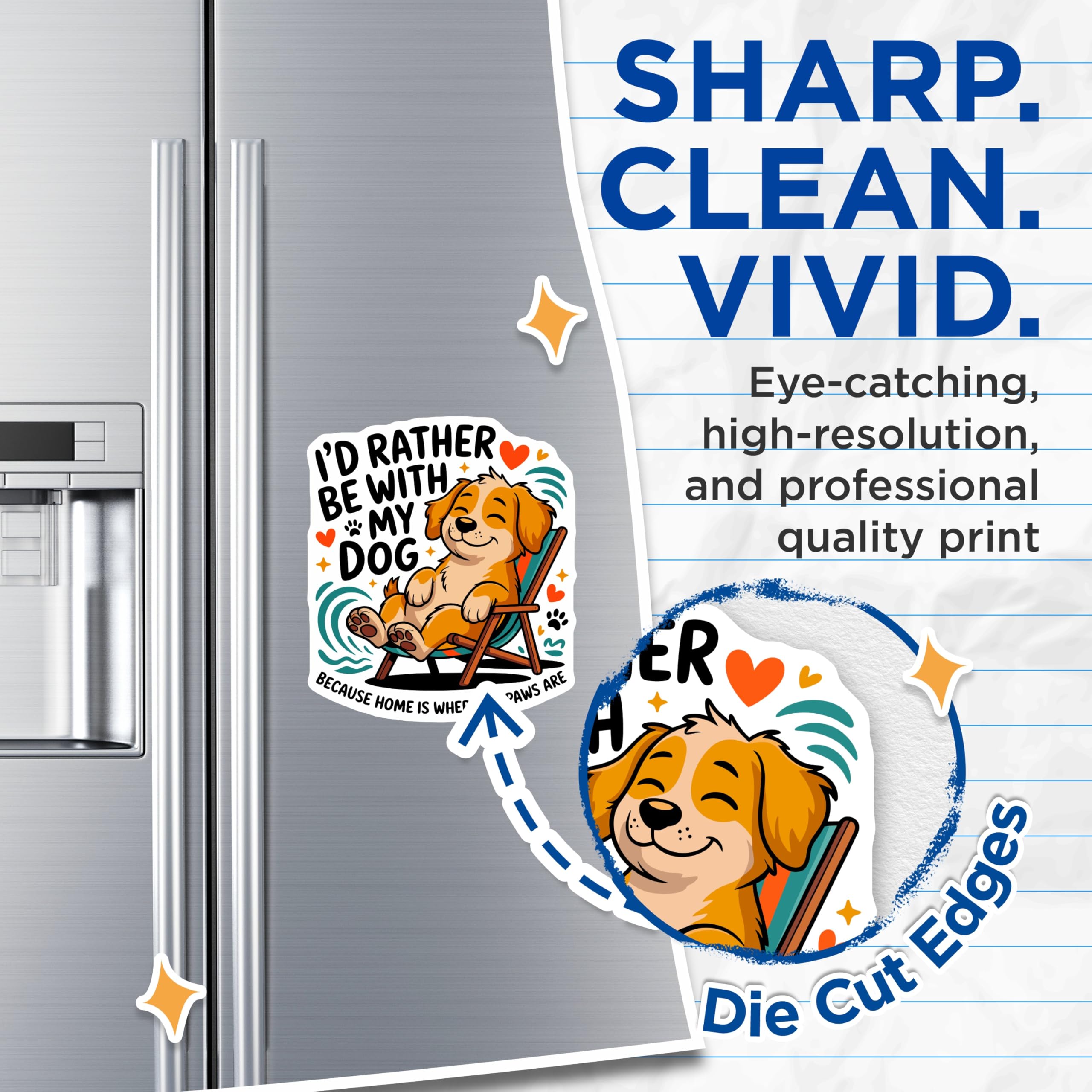 (2 Pack) Id Rather Be with My Dog Magnets - Home is Wherever Paws are - Dog Mom Dad Kitchen Decor - 5 Inches On Longest Side - Thick Durable Magnet - Made in USA - MAG29580