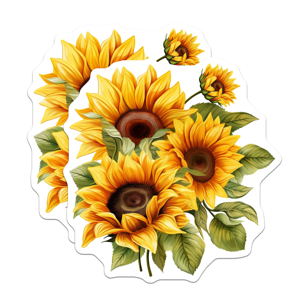 (2 Pack) Sunflower Magnets - Floral Kitchen Accent - Bright Botanical Refrigerator Art - 5 Inches On Longest Side - Thick Durable Magnet - Made in USA - MAG36343