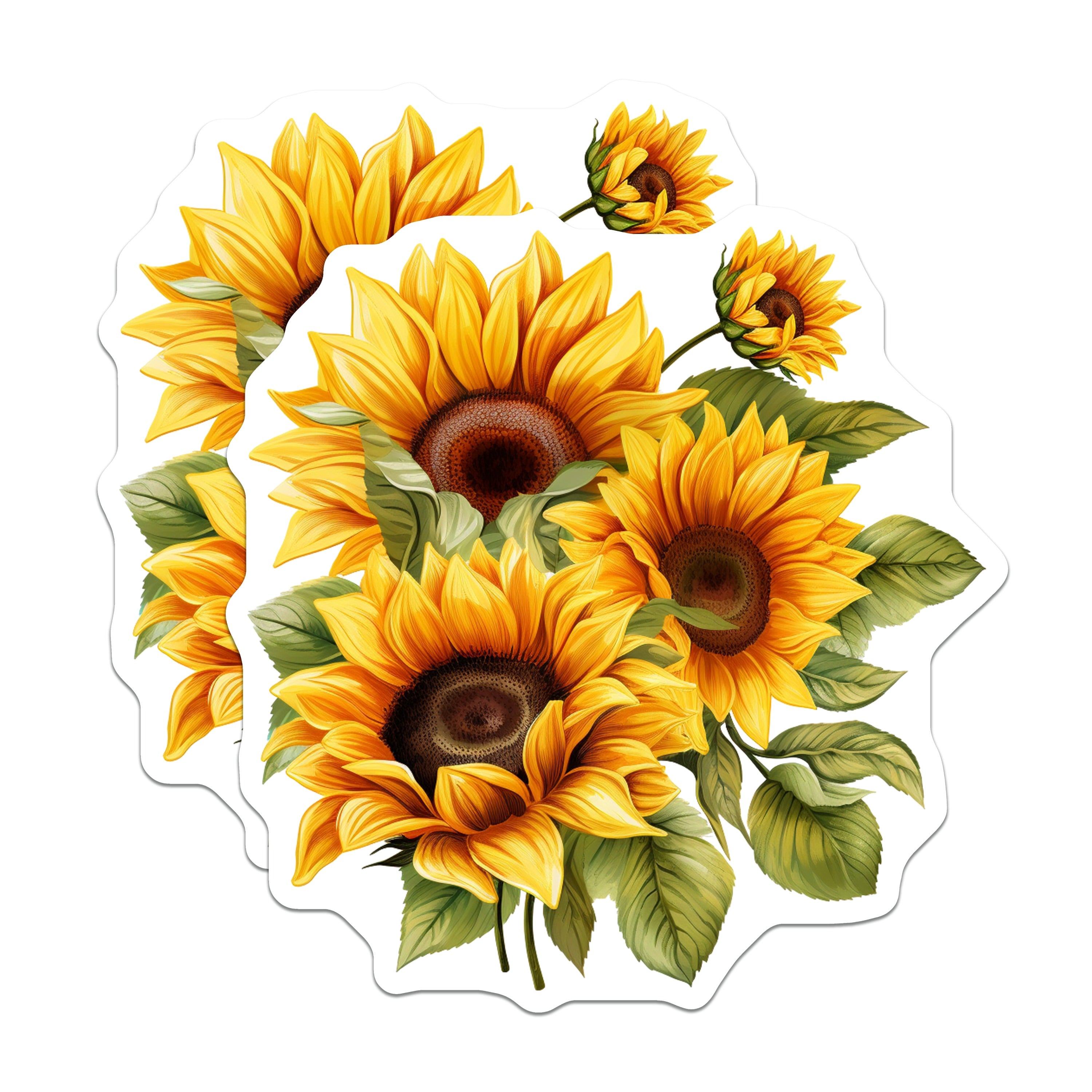 (2 Pack) Sunflower Magnets - Floral Kitchen Accent - Bright Botanical Refrigerator Art - 5 Inches On Longest Side - Thick Durable Magnet - Made in USA - MAG36343