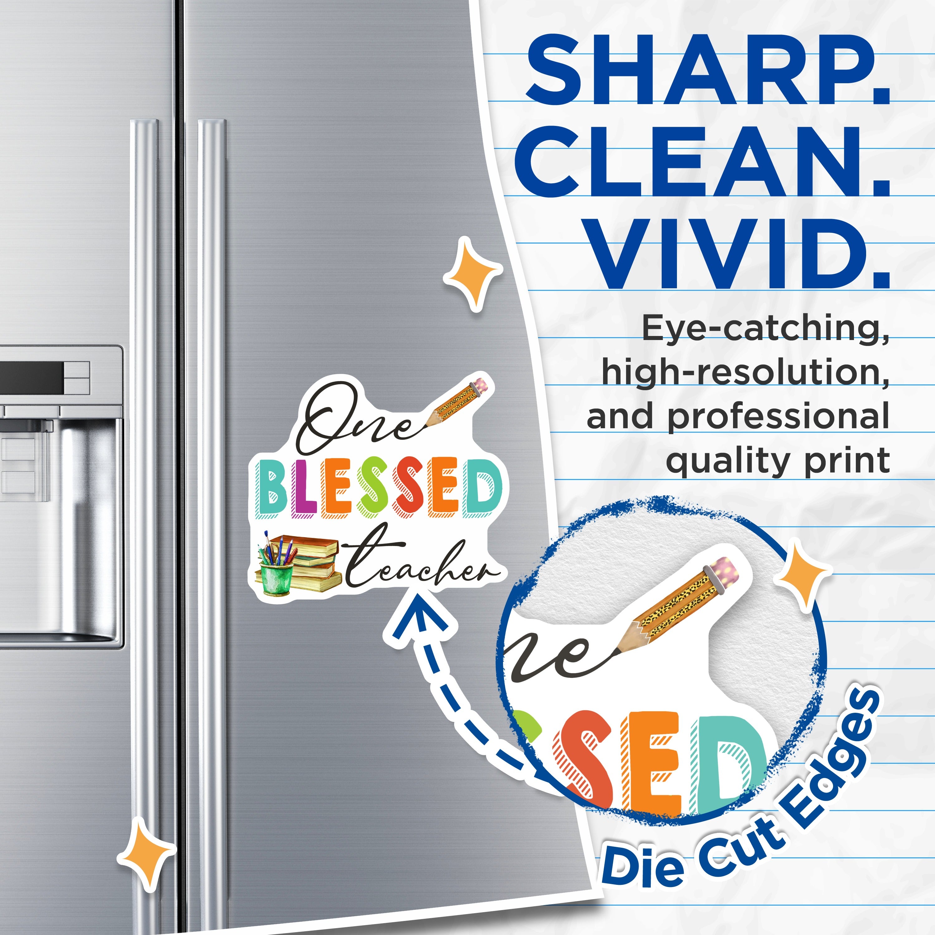 (2 Pack) One Blessed Teacher Magnets - Teacher Appreciation Decor - Back to School Supplies - 5 Inches On Longest Side - Thick Durable Magnet - Made in USA - MAG39383