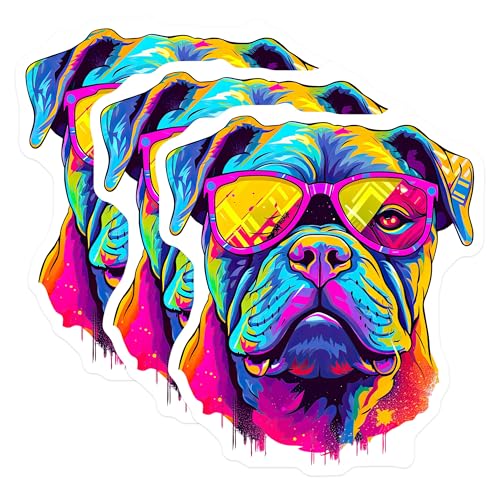 (3 Pack) Bulldog Decals - Cool Dog Stickers - Laptop Decals - Dog Breed Stickers- 3 Inches On Longest Side - Easy Peel & Apply - Made in USA - 3MCS5997