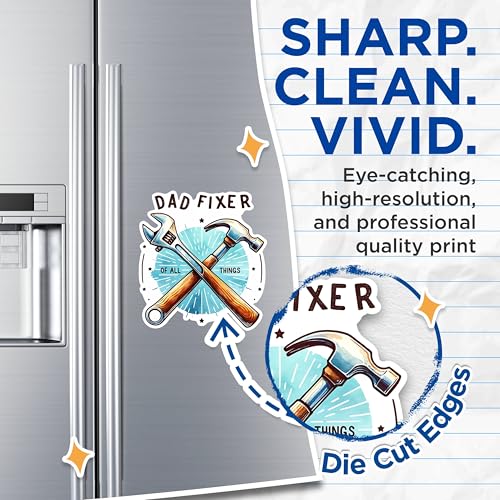 (2 Pack) Dad Fixer of All Things Magnets - Dad Humor Magnets - Funny Dad Magnets for Workshop or Garage- 5" On Longest Side - for Fridges, Toolboxes, Cars - Made in USA - MAG2700