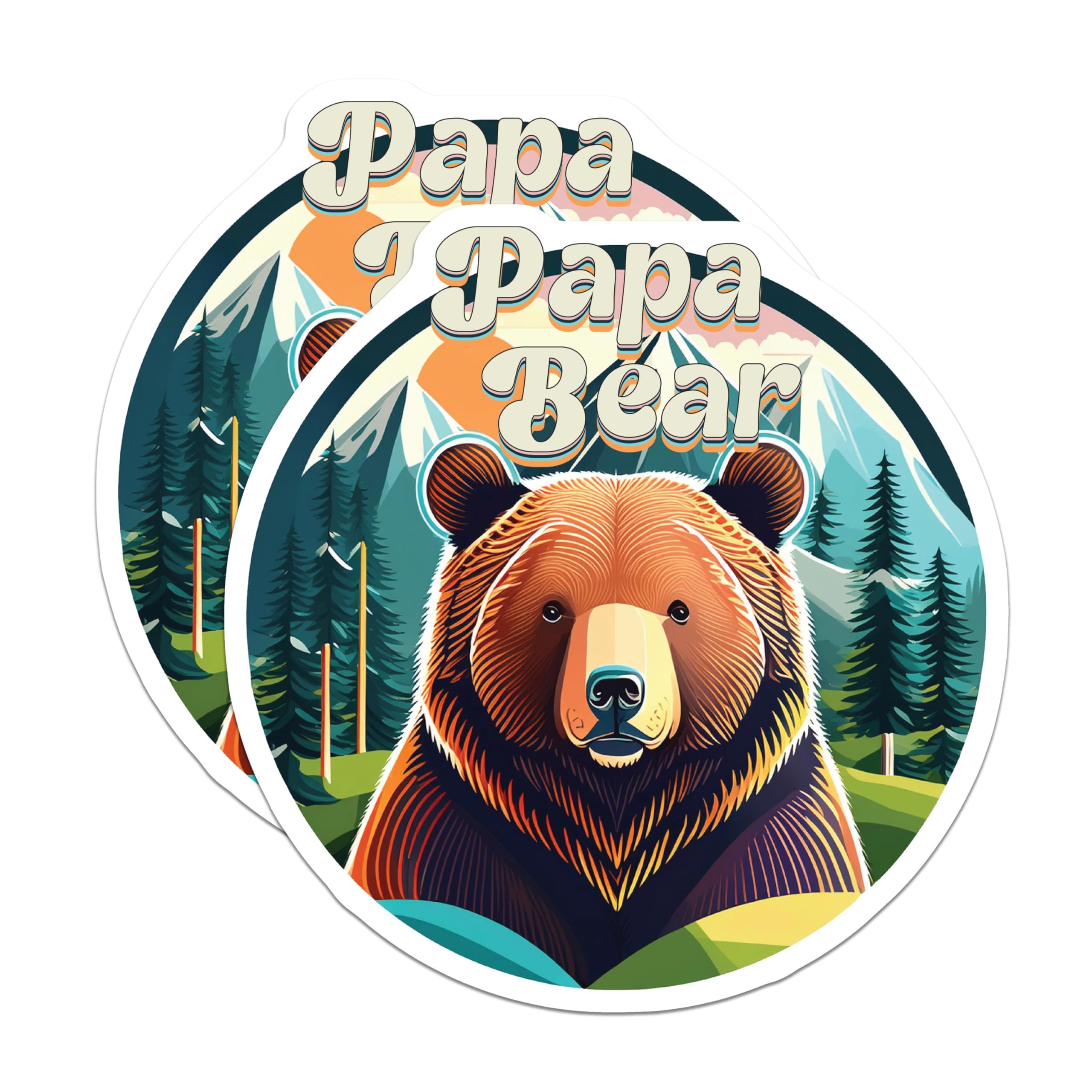 (2 Pack) Papa Bear Magnets - Woodland Animal - Cute Bear Magnets - 5" On Longest Side - for Cars, Fridges, Toolboxes - Made in USA - MAG4204
