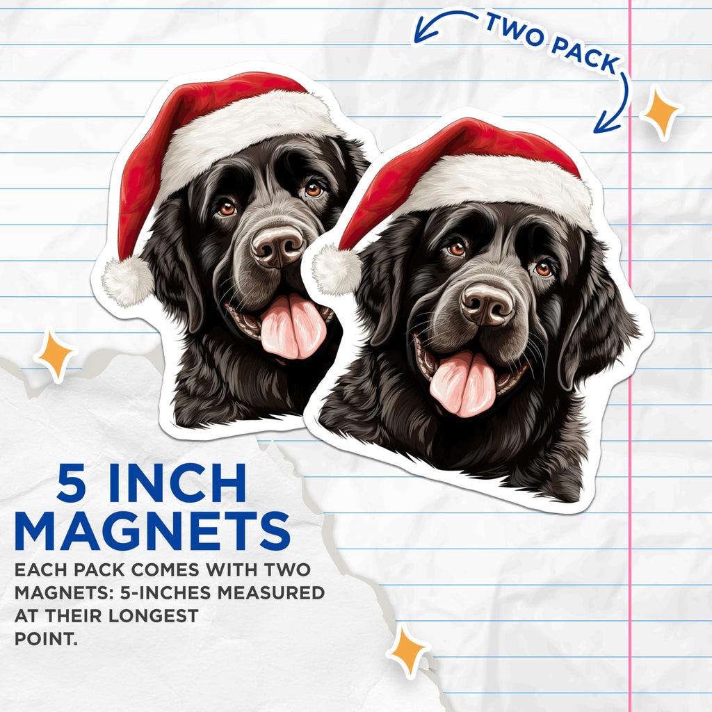 (2 Pack) Newfoundland Dog Magnets - Christmas Holiday Decor - Festive Pet Lover Accessory - 5 Inches On Longest Side - Thick Durable Magnet - Made in USA - MAG24142