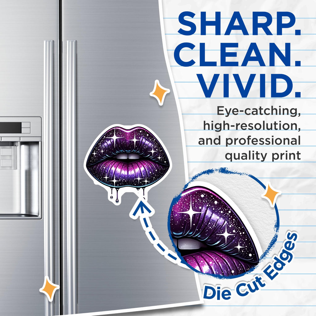(2 Pack) Galaxy Lips Magnets - Cosmic Lip Art Magnets - Space Themed Decor Magnets - 5" On Longest Side - for Cars, Refrigerators, Toolboxes, Lockers - Made in USA MAG3547