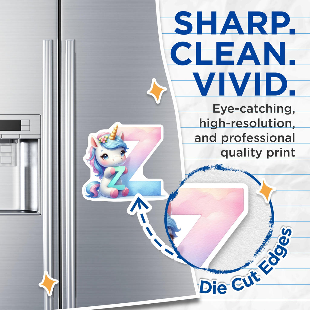 (2 Pack) Unicorn Letter Z Magnets - Alphabet Decor - Initial Refrigerator Magnets - 5" On Longest Side - Premium Magnet - for Cars, Refrigerators, Toolboxes, Lockers - Made in USA - MAG15438