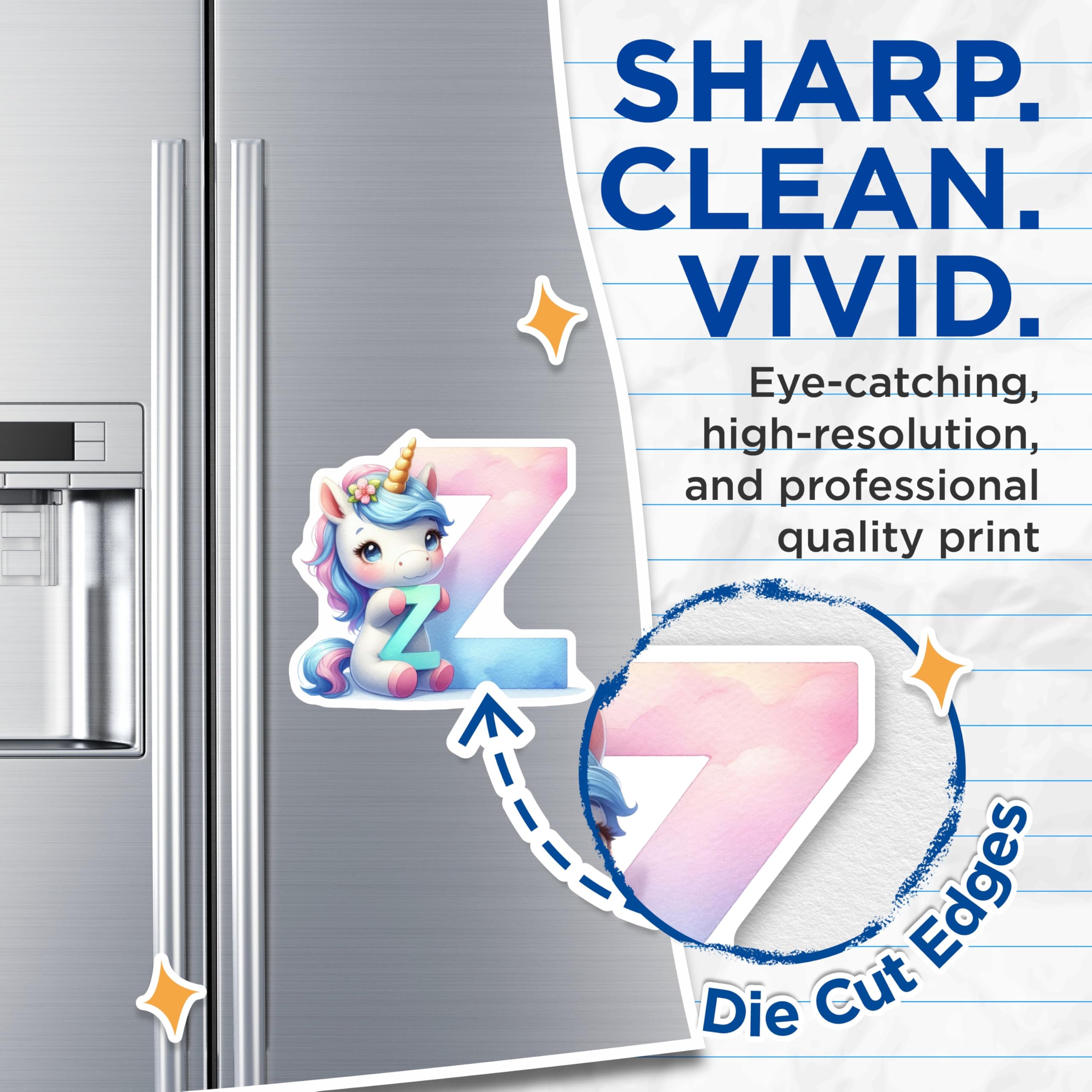 (2 Pack) Unicorn Letter Z Magnets - Alphabet Decor - Initial Refrigerator Magnets - 5" On Longest Side - Premium Magnet - for Cars, Refrigerators, Toolboxes, Lockers - Made in USA - MAG15438