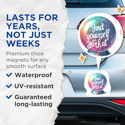 (2 Packs) Find Yourself and Do That Magnets - Mystical Magical Inspirational Magnets - 5 Inches On Longest Side - Premium Magnet - for Fridges, Toolboxes, Cars - Made in USA - MAG2297