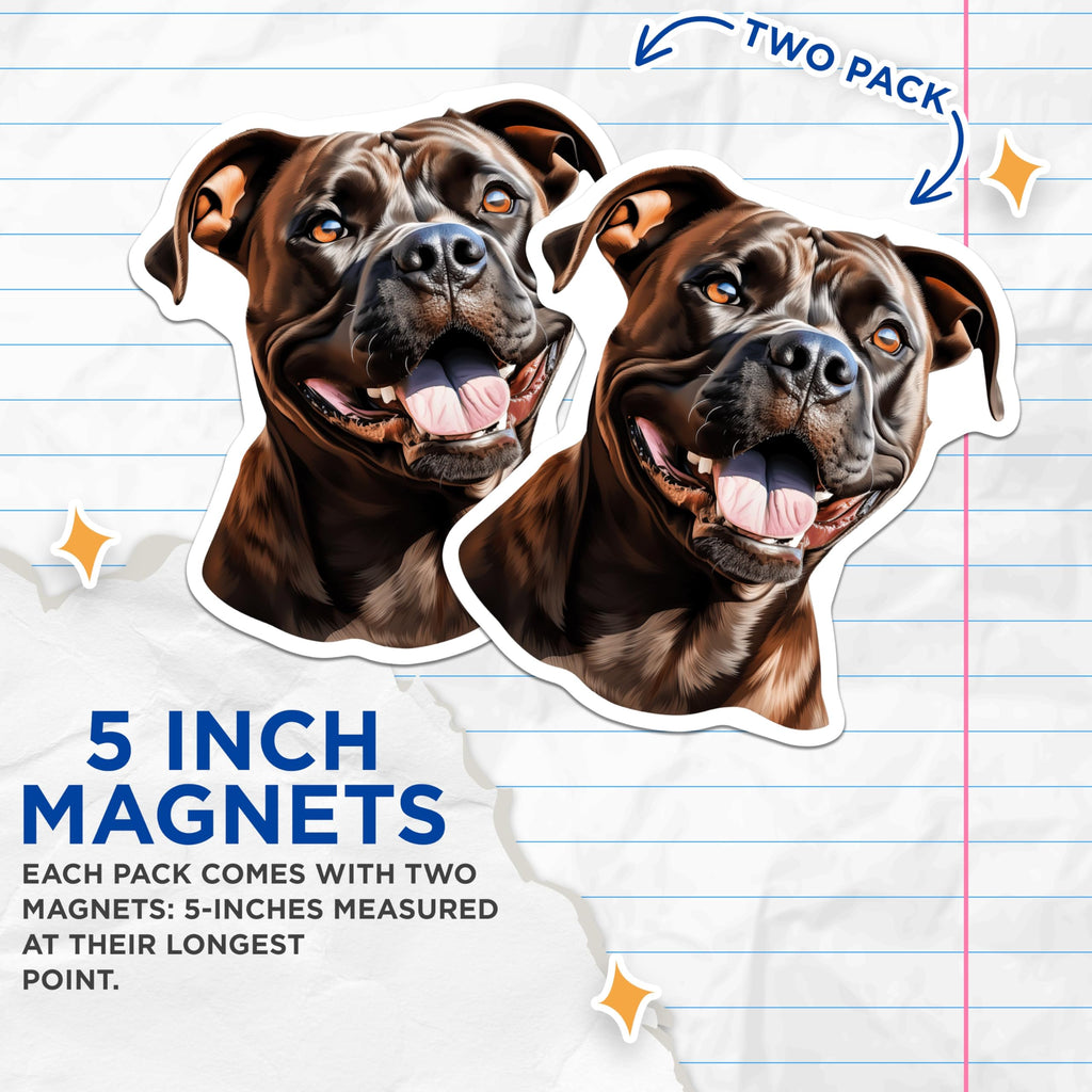 (2 Pack) Pitbull Magnets - Happy Dog Breed Decor - Pet Lover Collectible Item - 5 Inches On Longest Side - Thick Durable Magnet - Made in USA - MAG24137