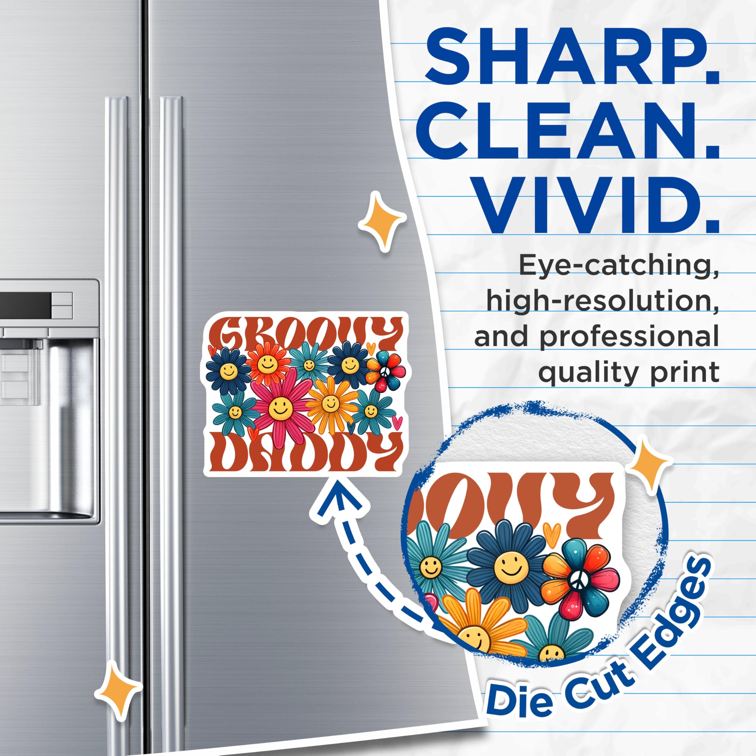 (2 Pack) Groovy Daddy Magnets - 5" On Longest Side - for Cars, Fridges, Toolboxes - Made in USA - MAG7478