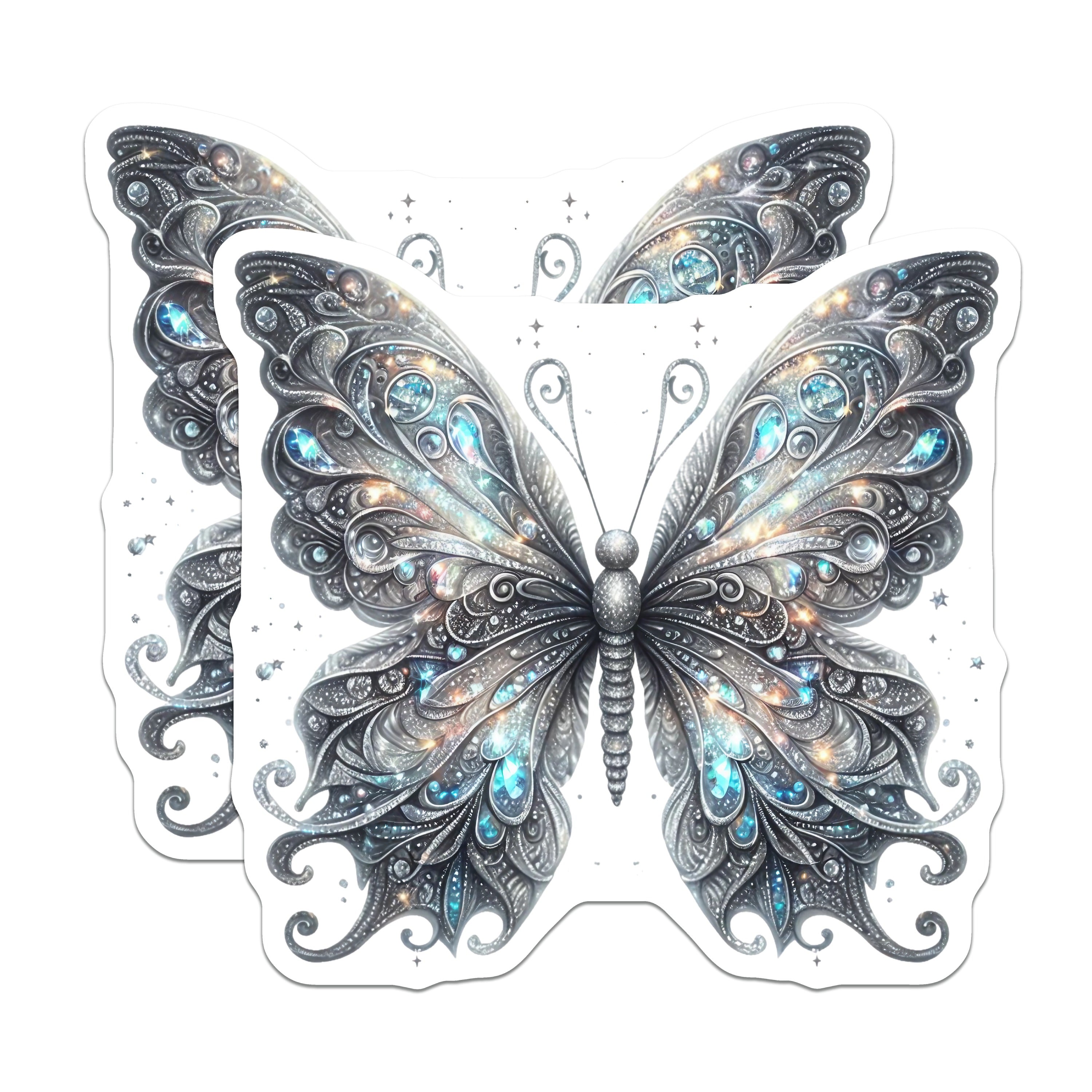 (2 Pack) Iridescent Butterfly Magnets - Mystical Fairy Wing Decor - Enchanting Celestial Fridge Art - 5 Inches On Longest Side - Thick Durable Magnet - Made in USA - MAG39274