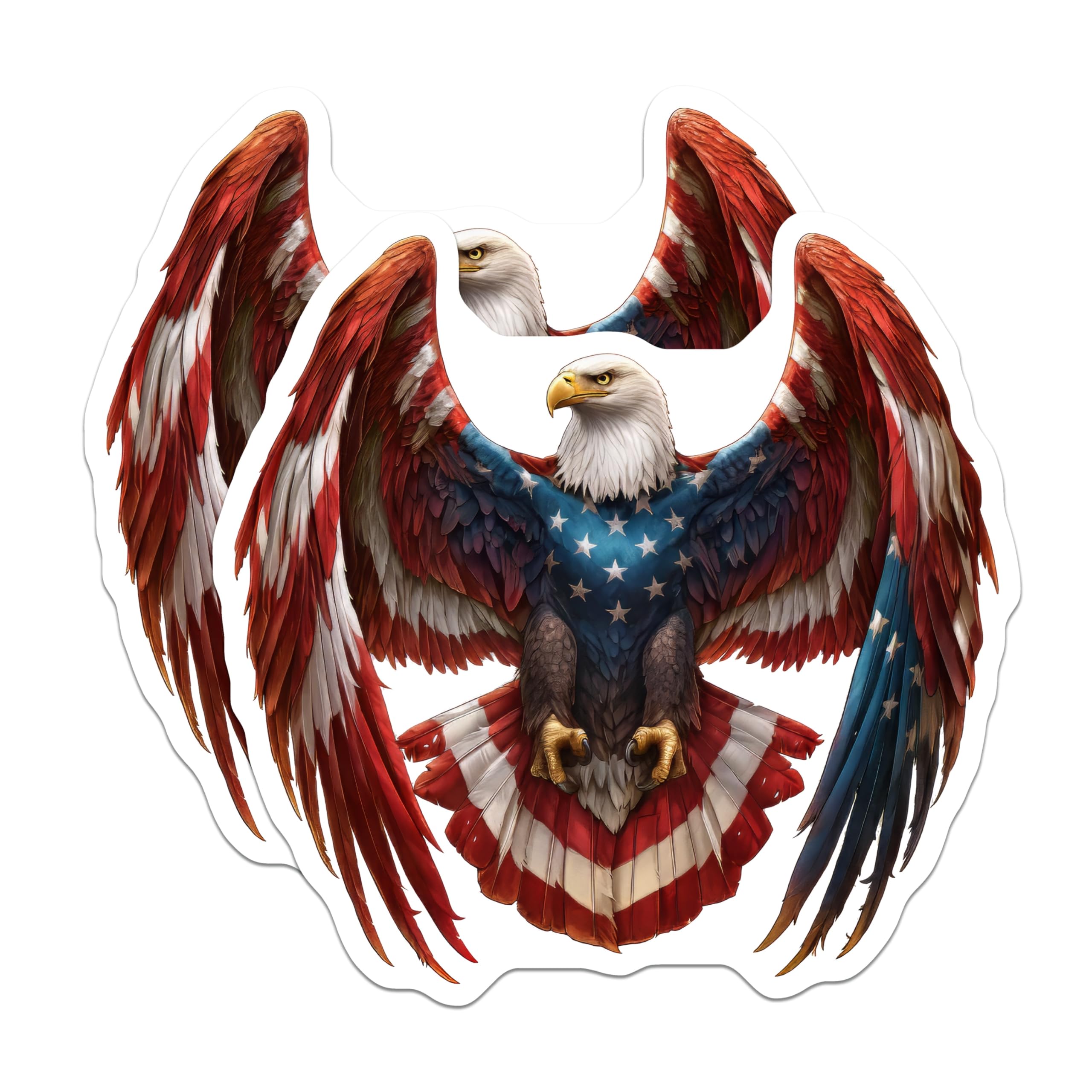 (2 Pack) American Eagle Magnets - Patriotic USA Flag Decor - Bald Eagle Home Appliance Magnets - Freedom Symbol Emblems - 5 Inches On Longest Side - Thick Durable Magnet - Made in USA - MAG20913