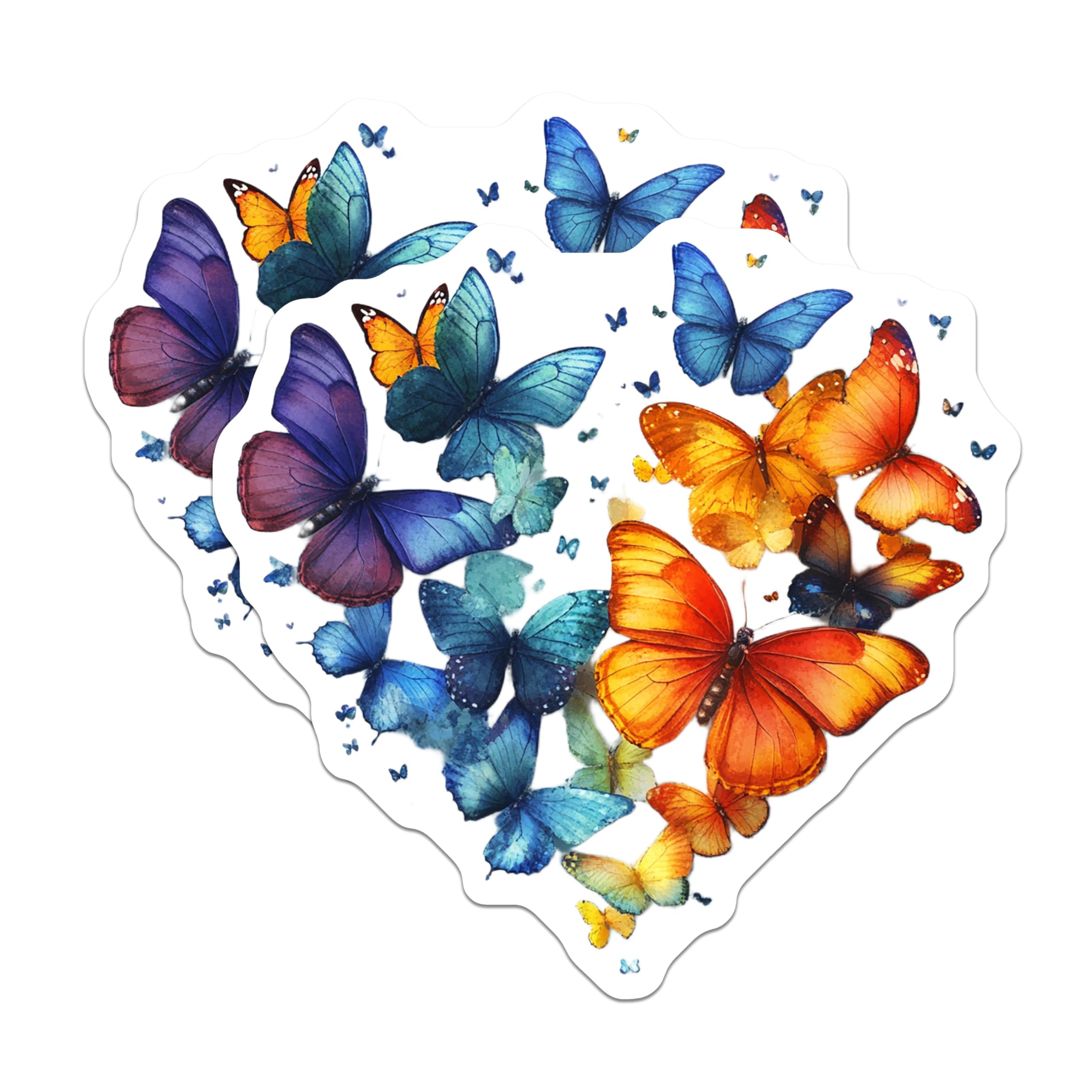 (2 Pack) Butterfly Heart Magnets - Watercolor Butterflies - Nature Lover Decor - Whimsical Fridge Art - 5 Inches On Longest Side - Thick Durable Magnet - Made in USA - MAG29175