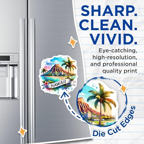 (2 Pack) Hawaii Beach Magnets - Tropical Island - Scenic Ocean View - Travel Souvenir - Vacation Keepsake - 5" On Longest Side - for Cars, Fridges, Toolboxes - Made in USA - MAG6907