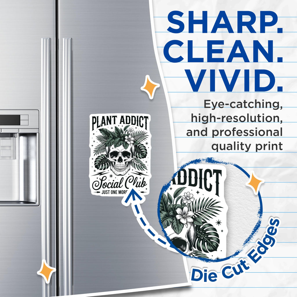 (2 Pack) Plant Addict Magnets - Botanical Skull Design - Houseplant Lover Decor - Funny Gardener Fridge Locker Art - 5 Inches On Longest Side - Thick Durable Magnet - Made in USA - MAG20812