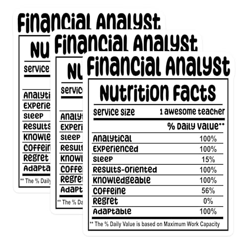 (3 Pack) Financial Analyst Decals - Nutrition Facts - Laptop Decal - 3 Inches On Longest Side - Easy Peel & Apply - Made in USA - 3MCS7564