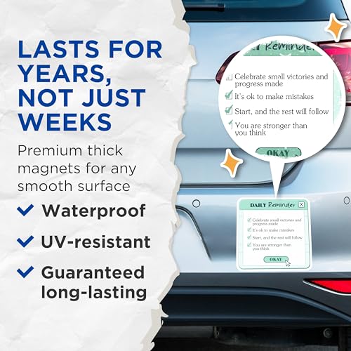 (2 Pack) Daily Reminder Magnets - Positive Affirmation - Motivational Quotes - 5" On Longest Side - for Cars, Fridges, Toolboxes - Made in USA - MAG8326