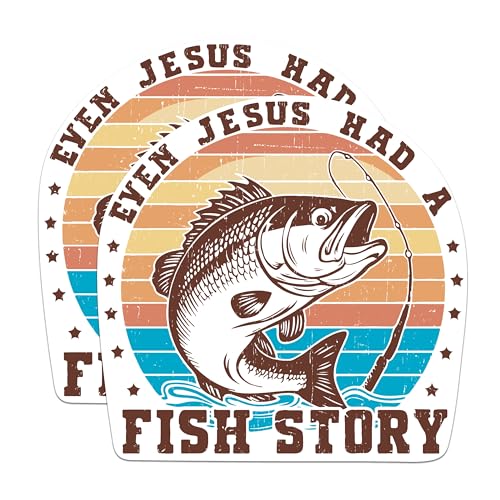 (2 Packs) Even Jesus Had A Fish Story Magnets - Fisherman Christian Magnets - 5 Inches On Longest Side - Premium Magnet - for Fridges, Toolboxes, Cars - Made in USA - MAG2322