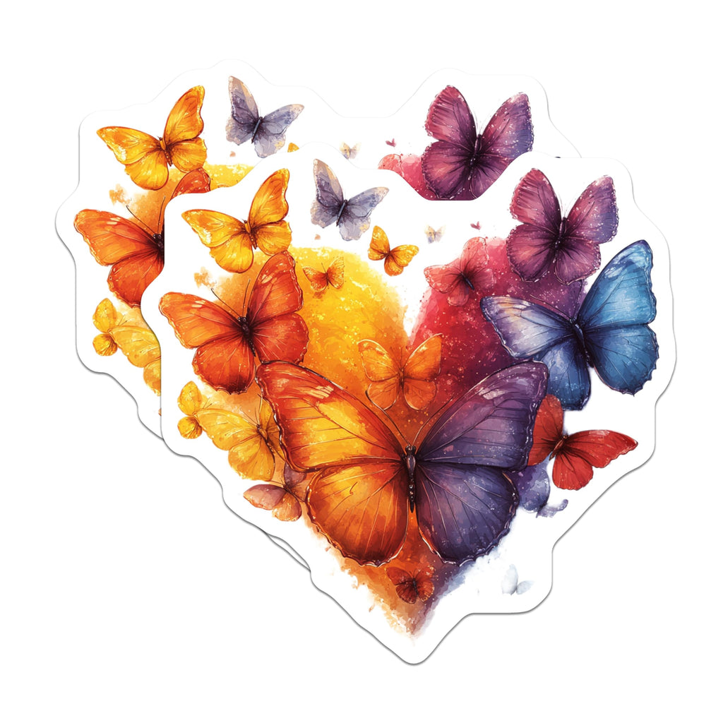 (2 Pack) Watercolor Butterfly Magnets - Vibrant Heart Design - Aesthetic Fridge Locker Decor - 5 Inches On Longest Side - Thick Durable Magnet - Made in USA - MAG29206