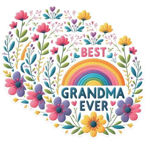 (3 Pack) Best Grandma Ever Decals - Rainbow Flowers - Loving Grandmothers - 3 Inches On Longest Side - Easy Peel & Apply - Made in USA - 3MCS1728
