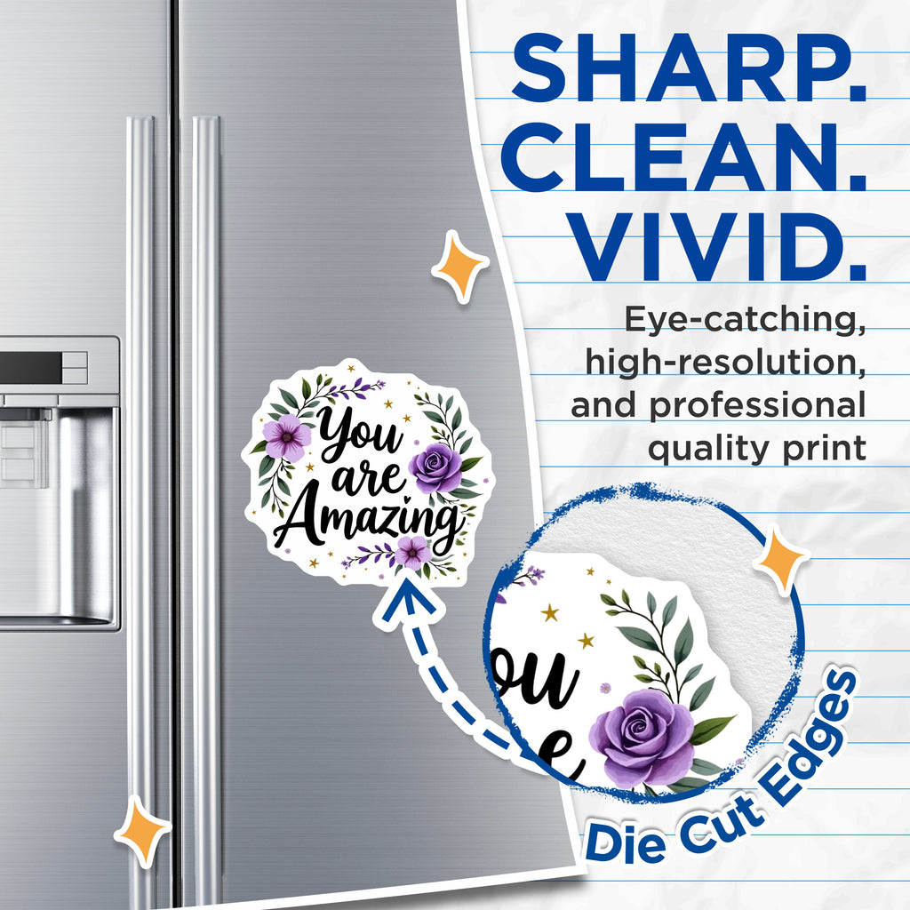 (2 Pack) You are Amazing Magnets - Floral Affirmation Quote - Inspirational Refrigerator Decor - 5 Inches On Longest Side - Thick Durable Magnet - Made in USA - MAG36100