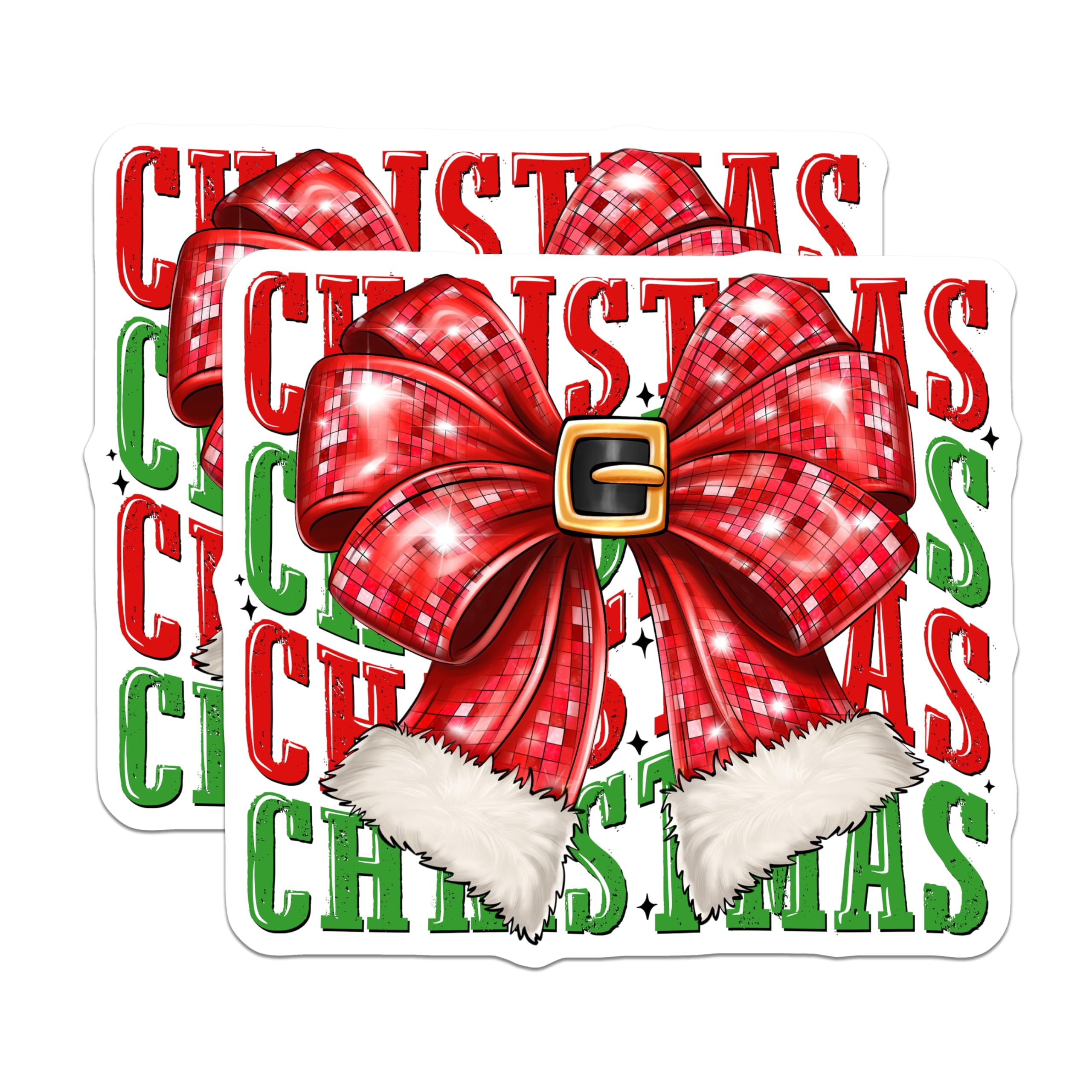 (2 Pack) Christmas Bow Magnets - Festive Holiday Decor - Santa Belt Xmas Refrigerator - 5 Inches On Longest Side - Thick Durable Magnet - Made in USA - MAG25676