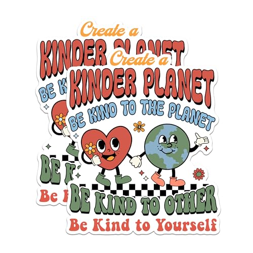(2 Pack) Be Kind to The Planet Stickers - Positive Message Stickers - Eco Friendly Inspirational Stickers - 5" On Longest Side - Sticks to Any Smooth Flat Surface - Made in USA - BMCS2989