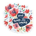(2 Pack) Good Things are Coming Magnets - Uplifting Floral Affirmation Art - Positive Reminder for Fridge Locker - 5 Inches On Longest Side - Thick Durable Magnet - Made in USA - MAG36014