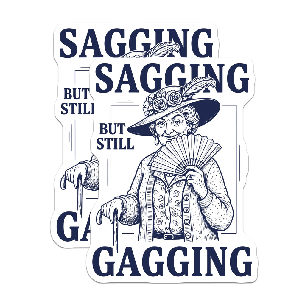 (2 Pack) Sagging Gagging Lady Magnets - Funny Old Lady - Sassy Mature Woman - 5" On Longest Side - Premium Magnet - for Cars, Refrigerators, Toolboxes, Lockers - Made in USA - MAG15513