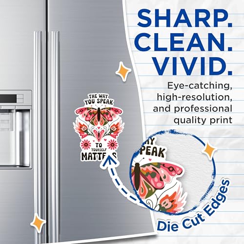 (2 Pack) Inspirational Butterfly Magnets - Motivational Quote Magnets - Colorful Floral Butterfly Magnets for Fridge- 5" On Longest Side - for Fridges, Toolboxes, Cars - Made in USA - MAG2575