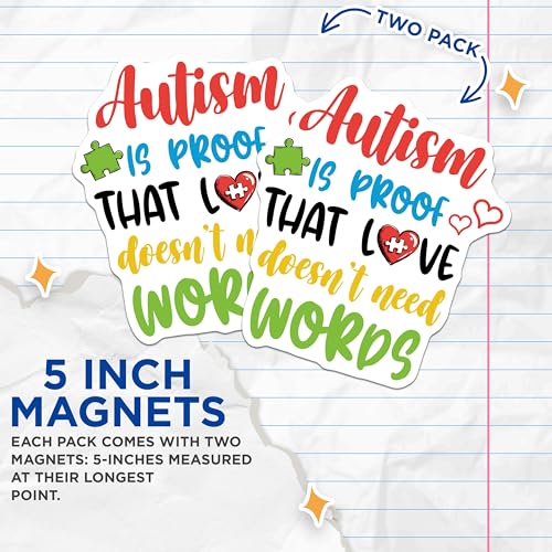(2 Pack) Autism Awareness Magnets Magnets - 5" On Longest Side - Made in USA - Sticks to Refrigerators & Metal Surfaces - MAG8433