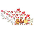 (3 Pack) Chicken Love Decals - Cute Valentines Chickens - Heart Balloons Decals - 3 Inches On Longest Side - Easy Peel & Apply - Made in USA - 3MCS2250