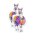 (2 Pack) Llama Fashion Stickers - Rainbow Llama Art - Colorful Animal Decor - 5" On Longest Side - Sticks to Smooth Flat Surfaces - Made in USA - BMCS9494