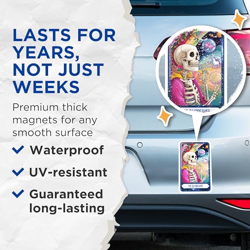 (2 Pack) Skeleton Illustration Magnet - Psychedelic Art - 5" On Longest Side - Sticks to Smooth Flat Surfaces - Made in USA - MAG10000