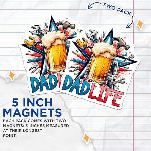 (2 Pack) Dad Life Magnets - 5" On Longest Side - for Cars, Fridges, Toolboxes - Made in USA - MAG7464