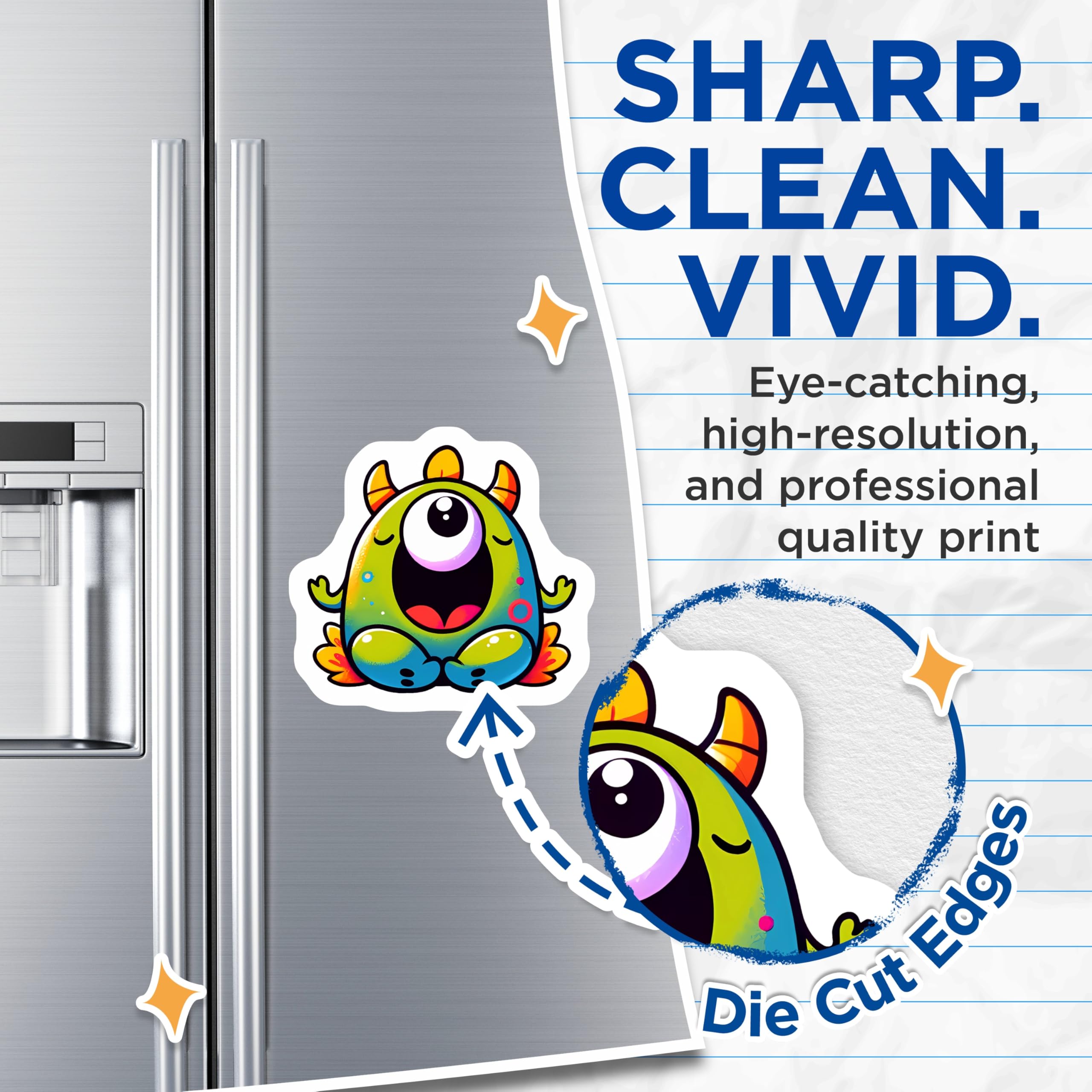 (2 Pack) Cute Cartoon Monster Magnets - Happy Alien Creature - One Eyed Critter - Whimsical Fridge Locker Decor - 5 Inches On Longest Side - Thick Durable Magnet - Made in USA - MAG21215