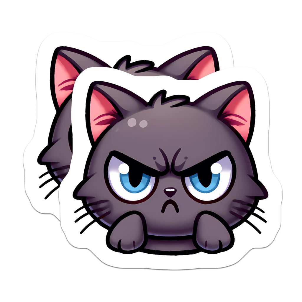 (2 Pack) Black Grumpy Cat Magnets - Annoyed Feline Character Decor - Refrigerator Kitchen Locker Accent - Humorous Kitty Art - 5 Inches On Longest Side - Thick Durable Magnet - Made in USA - MAG20964