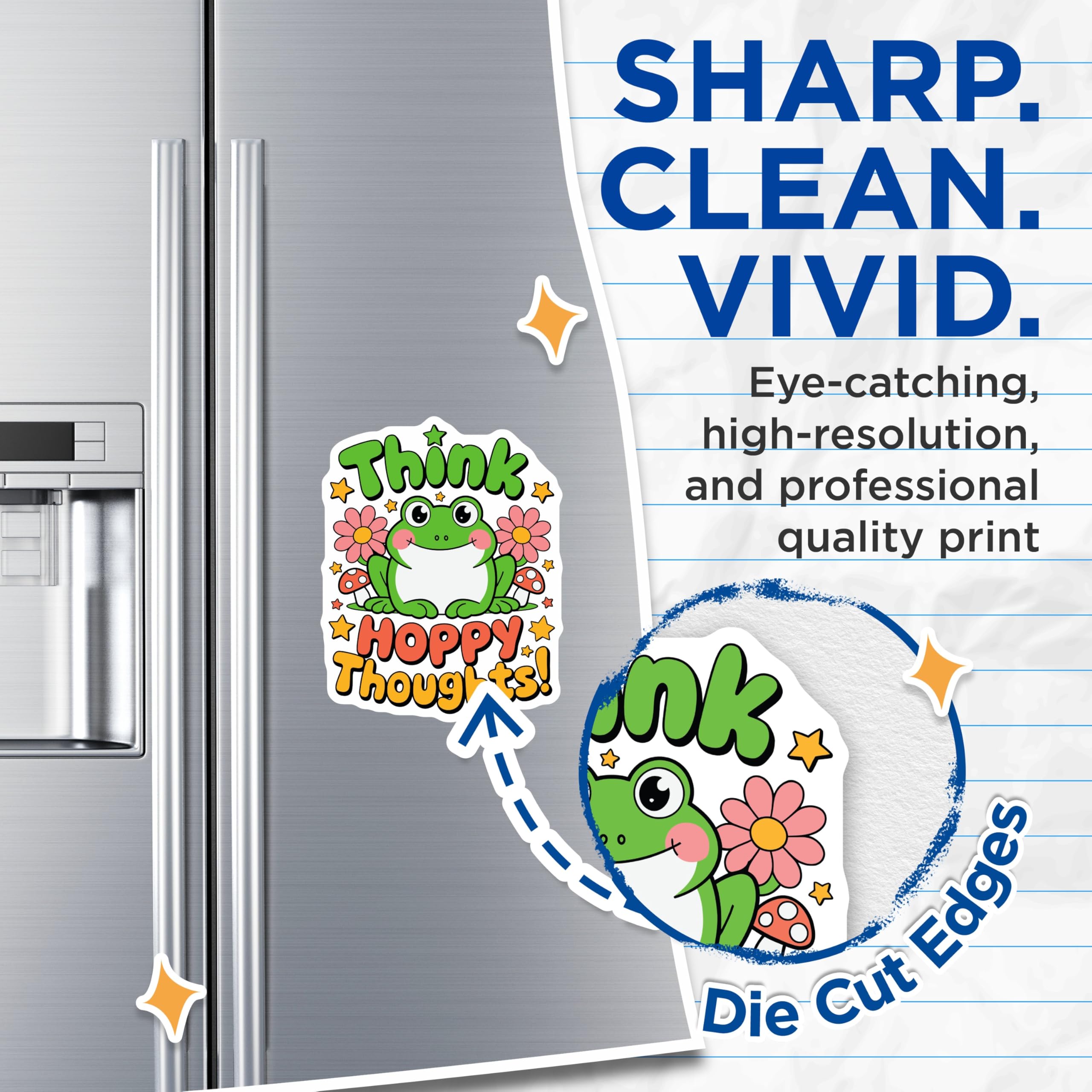 (2 Pack) Frog Magnets - Hoppy Thoughts - Cute Retro Magnet Set - 5" On Longest Side - Premium Magnet - for Cars, Refrigerators, Toolboxes, Lockers - Made in USA - MAG16904
