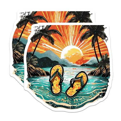 (2 Pack) Tropical Beach Magnets Magnets - Vacation Vibes - 5" On Longest Side - Made in USA - Sticks to Refrigerators & Metal Surfaces - MAG9317
