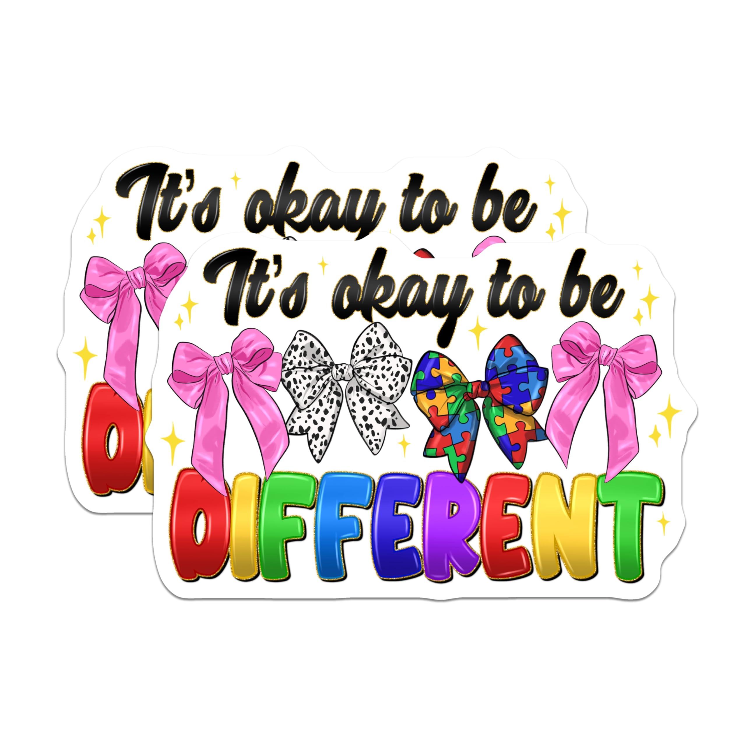 (2 Pack) It's Okay to be Different Magnets - Autism Acceptance Decor - Neurodiversity Support for Classroom Fridge Locker - 5 Inches On Longest Side - Thick Durable Magnet - Made in USA - MAG27684