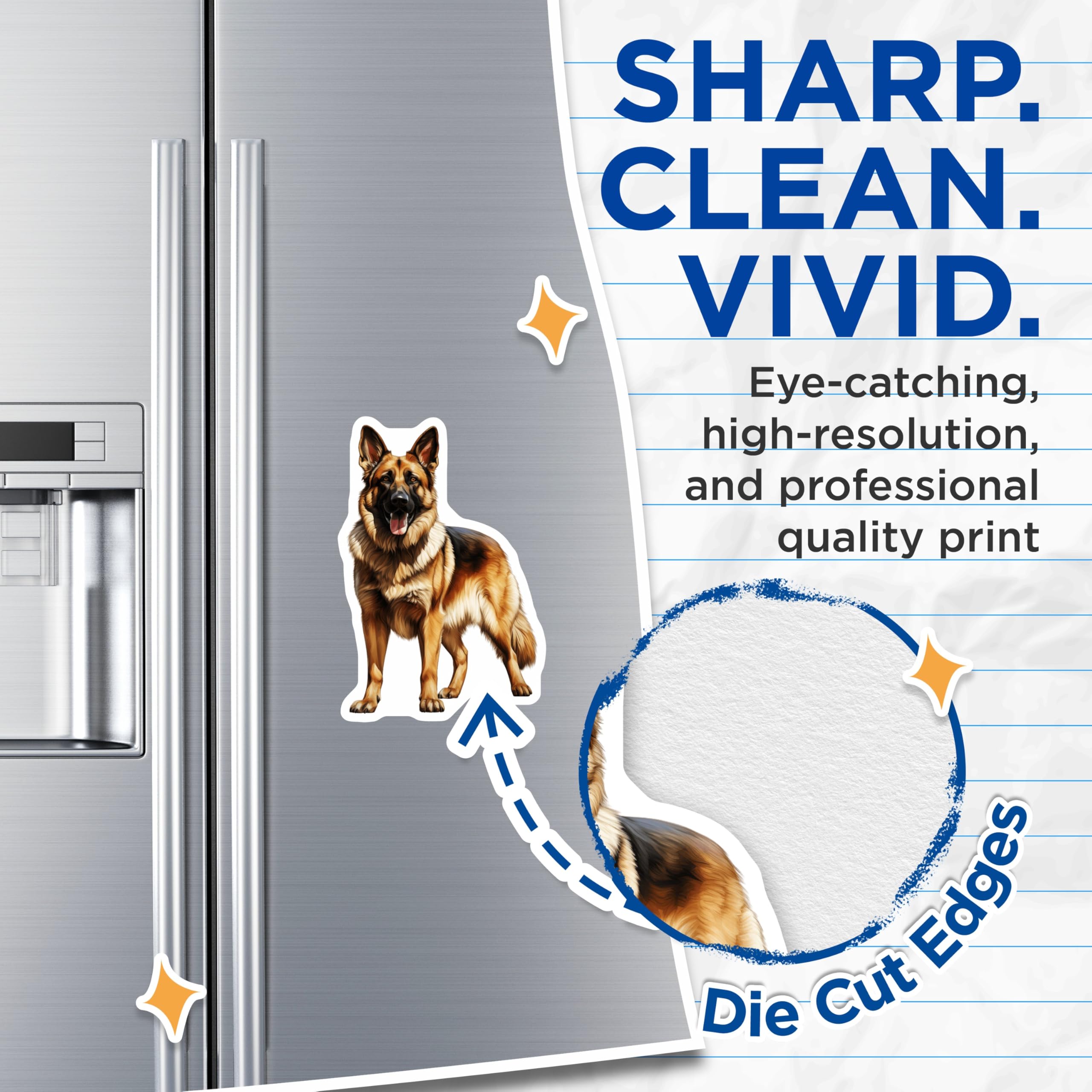 (2 Pack) German Shepherd Magnets - Majestic Dog Breed Art - Canine Kitchen Decor for GSD Owner - 5 Inches On Longest Side - Thick Durable Magnet - Made in USA - MAG30198